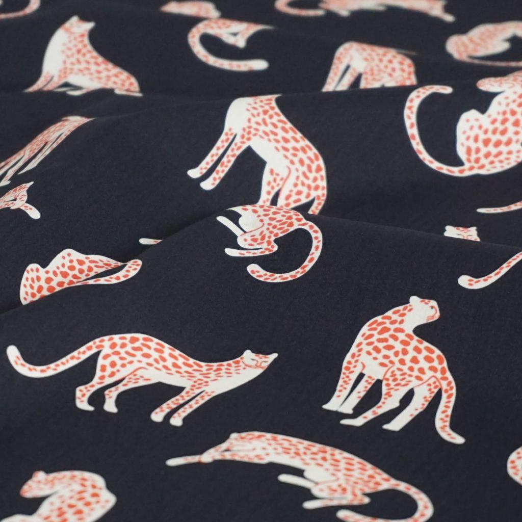 Preview: Baumwollstoff Motivdruck Leopard schwarz